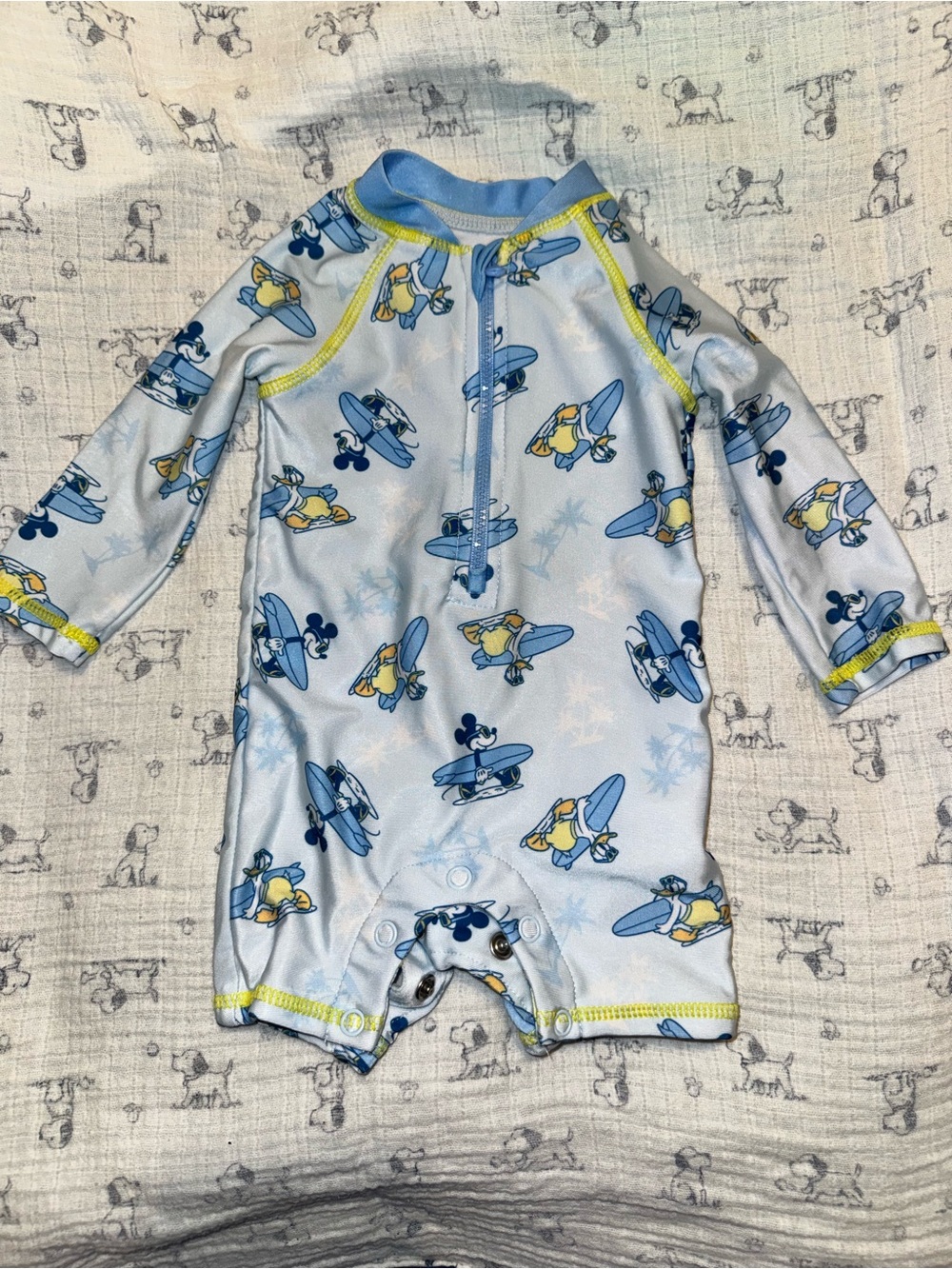 Disney Light Blue Mickey Mouse Surf Rashguard One-Piece